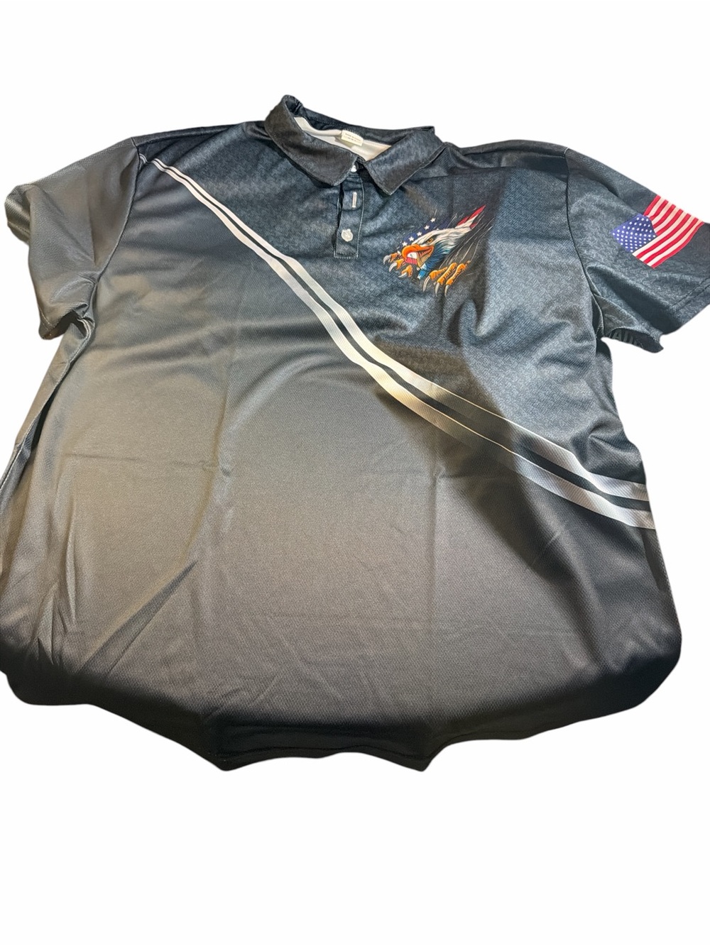NWT Men's American Eagle Patriot Polo XXL - Gray/Black Gradient Graphic
